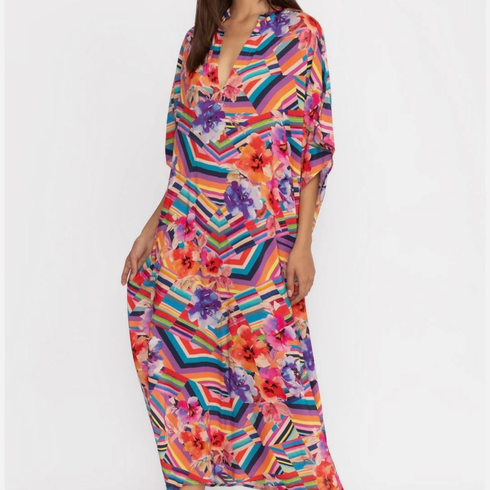 Johnny Was Summer Stripes Maxi Kaftan